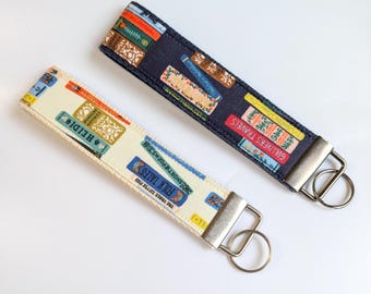 Book Wristlet Key Fob: Fairy Tale Fabric Key Chain