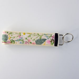 Floral key chain - Key fob - fabric wristlet - Rifle Paper Co. - fabric lanyard -  wildflower lanyard