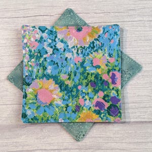 Posavasos de algodón acolchado: regalo pictórico de Monet, posavasos reversibles, juego de 4
