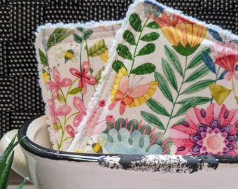 Herbruikbare spons - boerderijdecor - decoratief schoonmaakdoekje - keukenaccessoire - set van 2 - wasbare spons