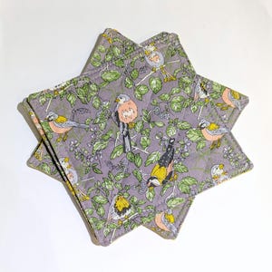 Untersetzer - Geschenk für Vogelliebhaber - Set von 2 oder mehr - 100% Baumwollstoff - gesteppt - wendbar - dekorativ praktisch - waschbar - Liberty Baumwolle