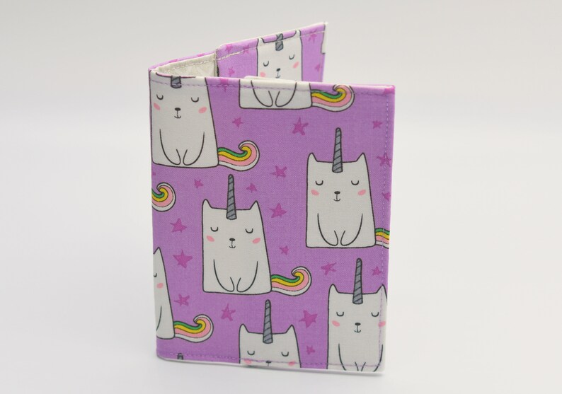 Porte-passeport Universel Motif Caticorn – Couverture Chat Et Licorne Pour Femme, Noir
