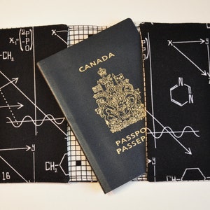 Passport Holder Passport Cover Passport Sleeve Scientific EMC2 Black and White with math equations image 3