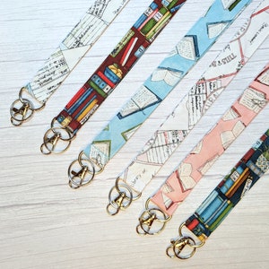 Library book Lanyard -  optional breakaway - bookish neck strap -  book lover Badge Holder -  reading key chain