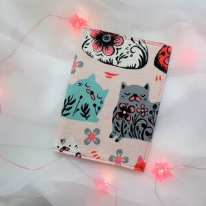 Porte-passeport - Étui pour passeport - Tissu - Cadeau de voyage pour amoureux des chats - Etui -