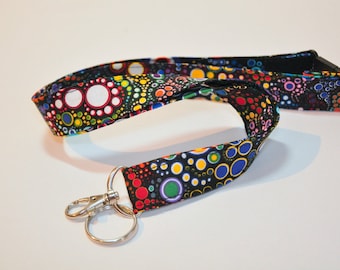 Lanyard  key chain - Mod bubbles - ID Badge Holder -  Teacher lanyard  -  Breakaway safety clasp optional