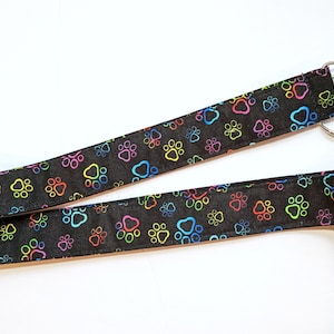 Dog lover Lanyard with paw prints in bright colours - pretty key chain  perfect for teacher gift or gift for mom