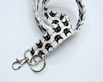 Katzengesicht-Stoff-Lanyard: Lehrer-Ausweishalter, optional Ausreißer
