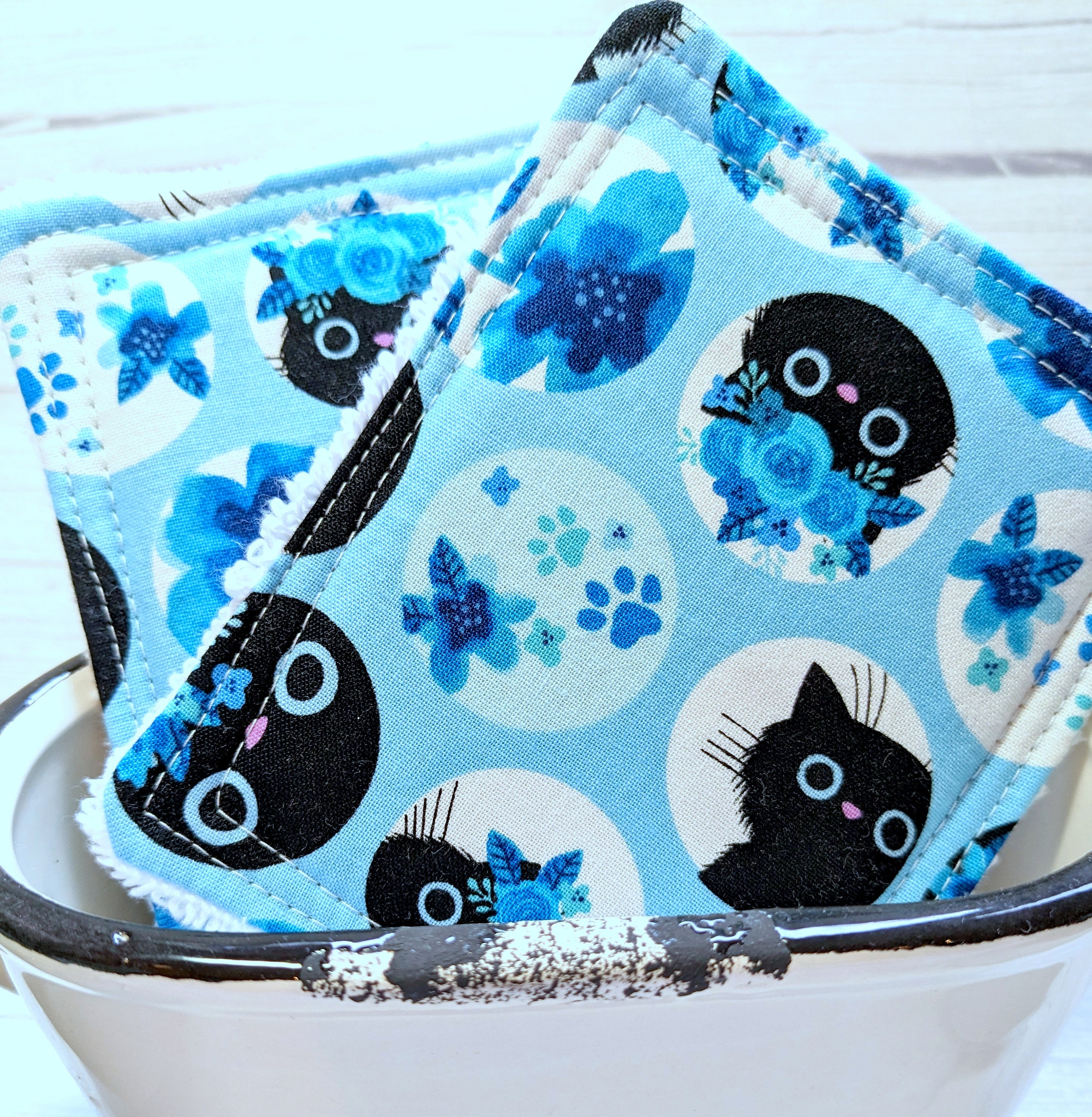 Herbruikbare spons - schattige katten - schoonmaakdoekje - keukenaccessoire - decoratief - set van 2 - wasbare spons - kattenliefhebber cadeau