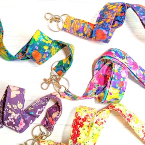 Handmade Floral Lanyard: Quilt Cotton ID Badge Holder