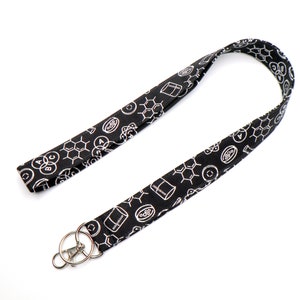 Teacher lanyard with scientific symbols - perfect for science or math teacher - Badge Holder -  fabric lanyard  - Breakaway clasp optional