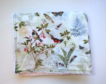 Woodland Bird Dish Drying Mat: Cotton Terry Cloth Kitchen Decor