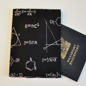 Passport Holder Passport Cover Passport Sleeve Scientific EMC2 Black and White with math equations image 2