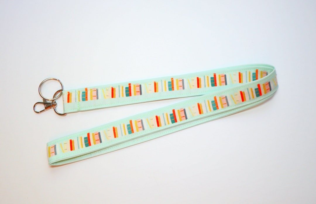 Book Lover Lanyard: Handmade Teacher ID Badge Holder With Safety Clasp ...