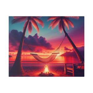 Tropical Sunset Canvas Art - Relaxing Beach Vibes, Home Decor, Wall Art, Gift for Beach Lovers, Summer Decoration