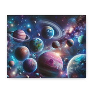 Impresión en lienzo de arte de pared de galaxia, decoración cósmica para el hogar, obra de arte con temática espacial, regalo de astronauta, decoración de habitación interestelar