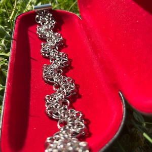 Daisy Weave Handmade Stainless Steel Chainmaille Bracelet  – Gift for Him, Her, or They
