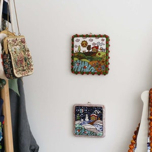 Ceramic wall hangings, handmade handcarved wall art, floral and serenity wall pictures image 4