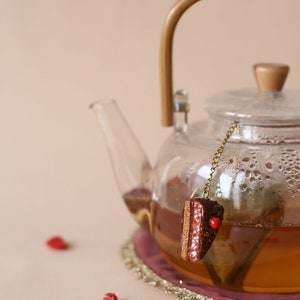 Infuseur à thé en forme de gâteau, breloque pour gâteau, passoire à thé en vrac avec pendentif en céramique image 3