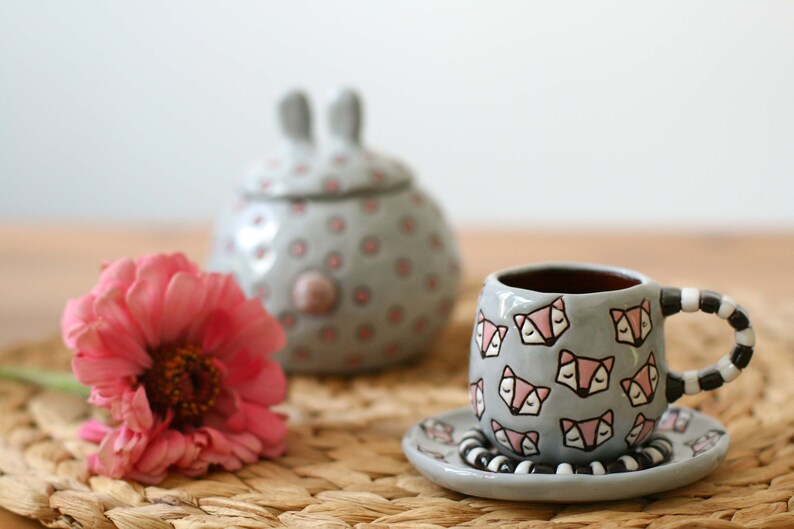 Espresso Cups Cute Ceramic Cups With Plate Coffee Lovers Etsy UK