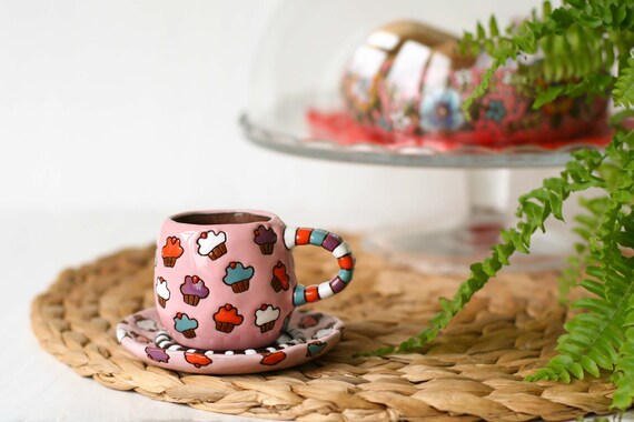 Espresso Cups, Cute Ceramic Cups With Plate, Coffee Lovers Gift