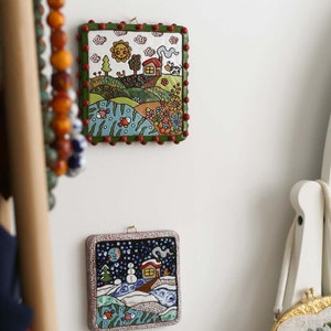 Ceramic wall hangings, handmade handcarved wall art, floral and serenity wall pictures image 3