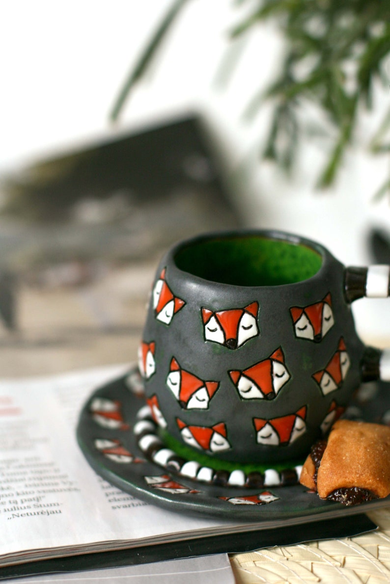 Espresso cups cute ceramic cups with plate coffee lovers Etsy