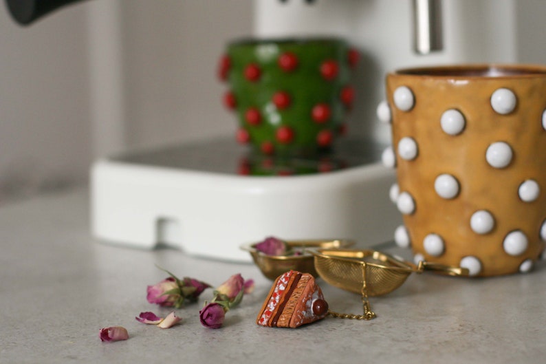 Infuseur à thé en forme de gâteau, breloque pour gâteau, passoire à thé en vrac avec pendentif en céramique image 6