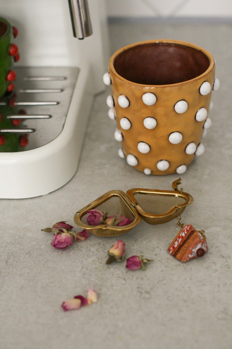 Infuseur à thé en forme de gâteau, breloque pour gâteau, passoire à thé en vrac avec pendentif en céramique image 7