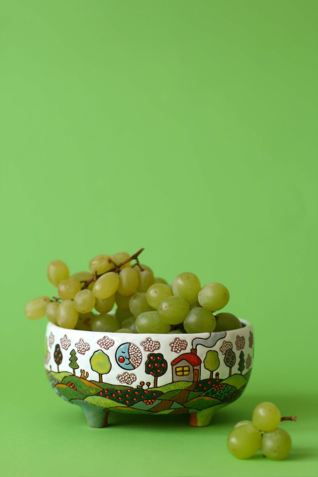 Serenity Cookie Bowl Decorative Ceramic Bowl Handcarved Etsy