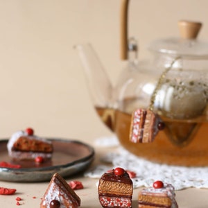 Infuseur à thé en forme de gâteau, breloque pour gâteau, passoire à thé en vrac avec pendentif en céramique image 4