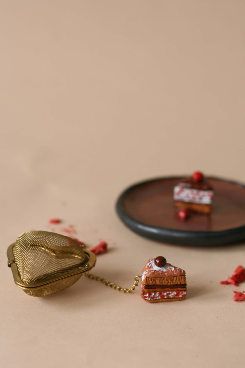 Infuseur à thé en forme de gâteau, breloque pour gâteau, passoire à thé en vrac avec pendentif en céramique image 8