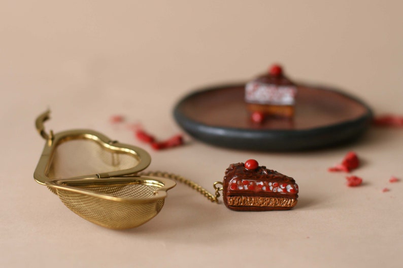 Infuseur à thé en forme de gâteau, breloque pour gâteau, passoire à thé en vrac avec pendentif en céramique image 9