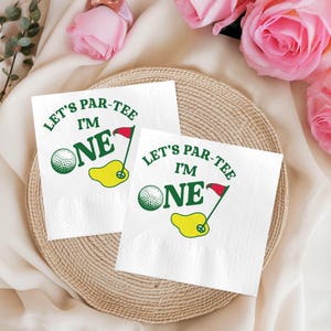 Let&#39;s Par-Tee I&#39;m One First Birthday Napkin, Golf Theme Party For Baby Boy Cocktail Napkins, Hole In One First Bday Decor Paper Napkins