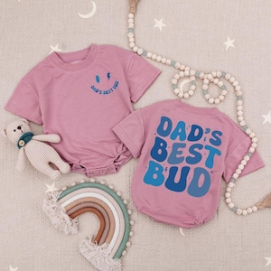 Cute New Dad Gift Romper, Daddy&#39;s Best Bud Babysuit, First Father&#39;s Day Baby Romper, Dad Son Outfit, Baby Shower Gift, Dad Baby Announcement