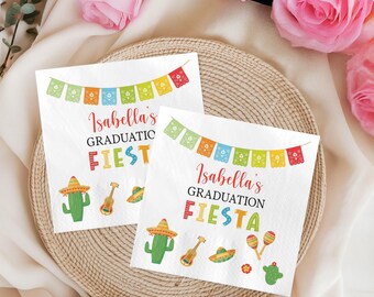 Gepersonaliseerde Fiesta-afstudeerservetten, decoratie voor een Mexicaans zomerfeest