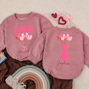 Personalized Name One Little Sweetheart Romper, Baby Bodysuit, Birthday Bubble Bodysuit, Birthday Girl Clothes, Retro Birthday Girl Badysuit