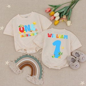 One In The Sun Bright Birthday Bodysuit, Pool Beach 1st Boys Birthday Bubble Romper, Summer First Birthday Baby Clothes,1st Birthday Outfit