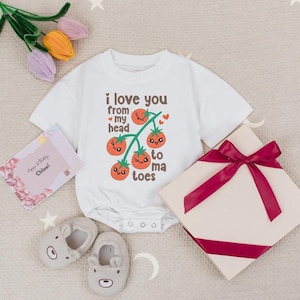 Love You From My Head Tomatoes Baby Bodysuit,  Fruit Vegetable Baby Bodysuit, Plant Lover Romper, Cute Tomato Baby Shower Gift For Newborn