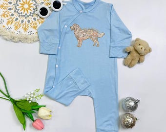 Life Is Golden Retriever Floral Baby Romper, Dog Lover Pet Owner Baby Bodysuit, Cute Animal Baby Jumpsuit, Baby Shower Gift Baby Outfit