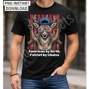 Patriotic Deer PNG - 2nd Amendment Buck with Rifle - American Flag Hunting Sublimation - Gun Rights Digital Download - Badass Deer Shirt Art