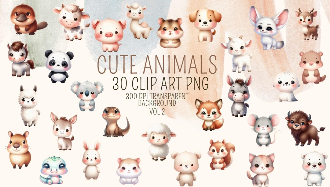 30 Baby Animal PNG Bundle – Cute Clipart for Shirts, Mugs, Nursery ...