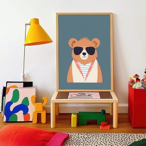 Whimsical kids wall art, playful nursery room prints, eclectic kids room decor, modern playroom art, playful animal prints