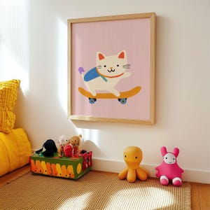 Whimsical kids wall art, playful nursery room prints, eclectic kids room decor, modern playroom art, playful animal prints, baby room decor