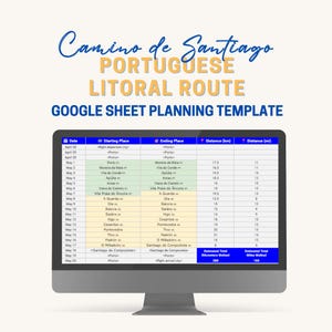 Modelo de Planejamento da Rota Litorânea Portuguesa do Caminho de Santiago - Planilha Digital Definitiva para Peregrinos