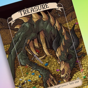 Dragon Skeleton Treasure Token for MTG, Pack of 5 custom art tokens to use with Magic the Gathering, Proxy card, human artist