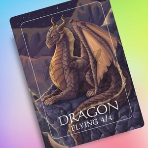 Dragon Token 4/4 for MTG, Pack of 5 tokens to use with Magic the Gathering, Proxy art, human artist