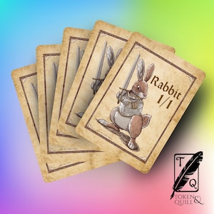 Rabbit Token for MTG, Pack of 5 tokens to use with Magic the Gathering, Proxy art, human artist, 1/1 Rabbit