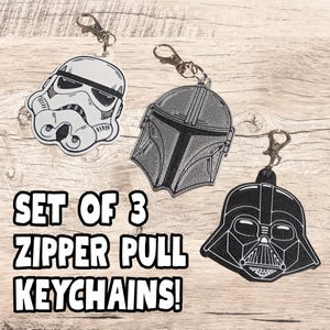 Set of 3 Helmets Backpack Tag | 3D Printed Keychain Zipper Pull | Back to School Gift for Star Wars fans | Geeky School Accessory