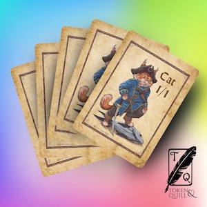Cat Token for MTG, Pack of 5 tokens to use with Magic the Gathering, Proxy art, human artist, 1/1 Cat